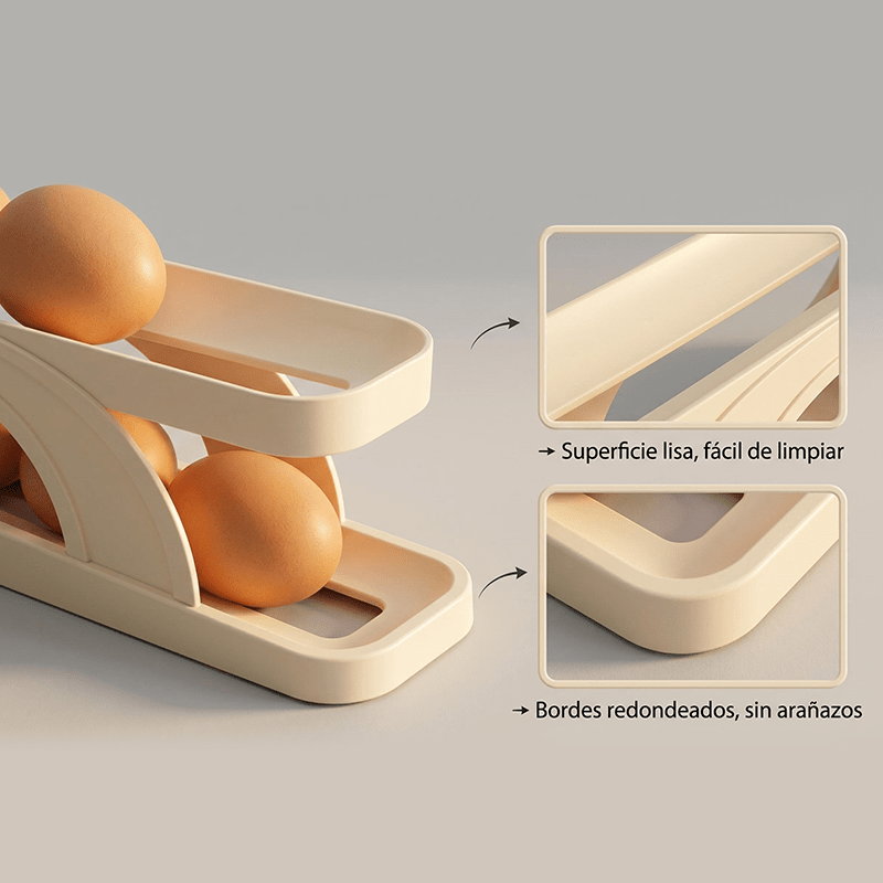 Un soporte deslizante automático para huevos, caja de almacenamiento de huevos para cocina y mesa que evita que se caigan: hecho de plástico duradero, superficie lisa y brillante, ahorra espacio en el frigorífico, artículo decorativo para cocina moderna - Image 8