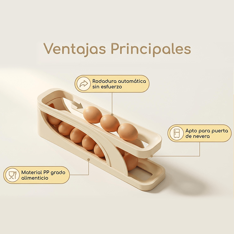 Un soporte deslizante automático para huevos, caja de almacenamiento de huevos para cocina y mesa que evita que se caigan: hecho de plástico duradero, superficie lisa y brillante, ahorra espacio en el frigorífico, artículo decorativo para cocina moderna - Image 7