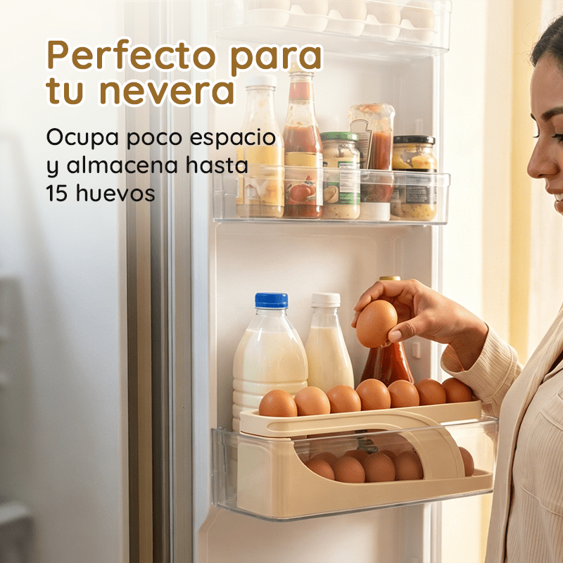 Un soporte deslizante automático para huevos, caja de almacenamiento de huevos para cocina y mesa que evita que se caigan: hecho de plástico duradero, superficie lisa y brillante, ahorra espacio en el frigorífico, artículo decorativo para cocina moderna - Image 3