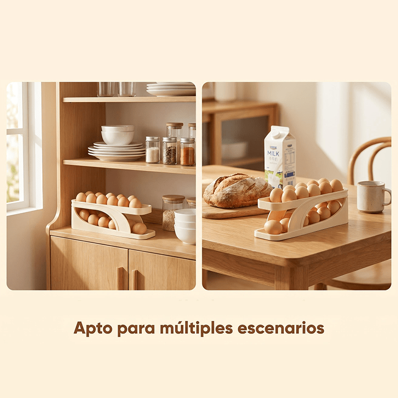 Un soporte deslizante automático para huevos, caja de almacenamiento de huevos para cocina y mesa que evita que se caigan: hecho de plástico duradero, superficie lisa y brillante, ahorra espacio en el frigorífico, artículo decorativo para cocina moderna - Image 6